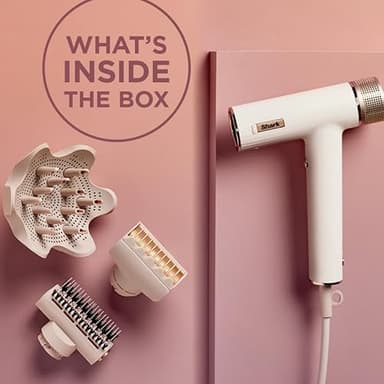 Shark Hair Dryer SpeedStyle RapidGloss Finisher and High-Velocity Dryer, Ionic Hair Blow Dryer with IQ Speed Styling and Drying Suite, No Heat Damage, Best for Curly and Coily Hair, Silk, HD332 - Image 9