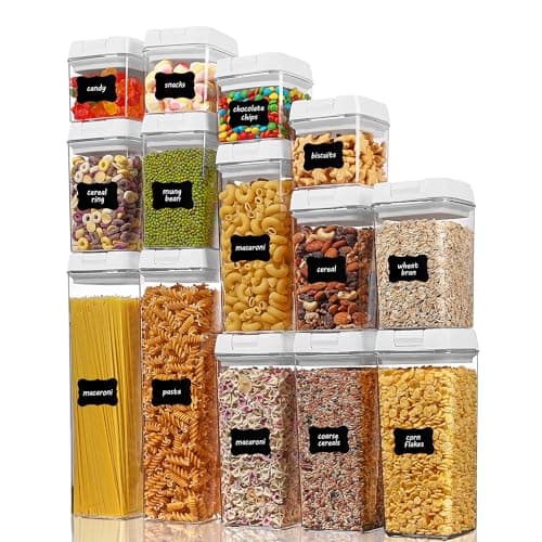 Vtopmart 14 PCS Airtight Food Storage Containers Set, BPA Free Plastic Kitchen Pantry Organizer, with Easy Lock Lids for Pasta Spaghetti Cereal Snack Flour Sugar Rice Organization, Include 24 Labels - Image 1