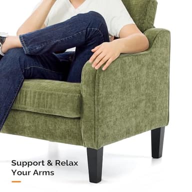 VINGLI Accent Chair for Living Room Chairs Olive Green Reading Chair for Bedroom Scooped Arm Chair Mid Century Modern Accent Chairs Upholstered Comfy Chair for Apartment, Waiting Room - Image 7