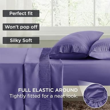 Bedsure Twin Sheets Set - 3 Pieces Soft Twin Bed Sheets - Breathable & Cooling - Hotel Luxury - Easy Care Polyester Microfiber Bedding for Women, Men, Iolite - Image 6