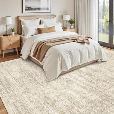 Soalmost Washable Area Rug 8x10, Large Soft Rugs for Living Room Vintage Beige Carpet 8x10 Area Rugs for Bedroom Dining Room Non-Slip Stain Resistant Under Table Rug - Image 8
