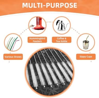 Cleaning Brushes for Reusable Drinking Straws, Set of 5, Long Wire Handle, Bottle and Straw Cleaner for Stanley Mug, Sippy Cup, Water Bottle and Tubes, Reusable and Flexible - Image 7