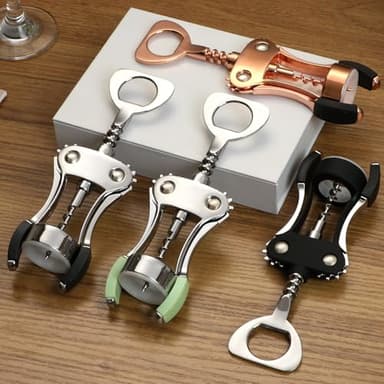 KORCCI Wine Opener, Heavy-Duty Zinc Alloy Wing Corkscrew, Premium Beer Bottle Opener, Multifunctional Wine Accessories with Ergonomic Handle and Sharp Screw, for Kitchen, Bar, Restaurant, Bartenders - Image 9