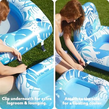 SLOOSH Pool Floats Lounger Adult, Pool Chair Lounge Convertible 2-in-1 Floating Water Floaty with Cup Holders Backrest Recliner for Pool Party - Image 6