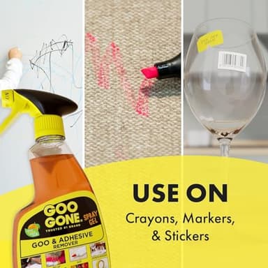 Goo Gone Adhesive Remover Spray Gel, Removes Chewing Gum, Grease, Tar, Stickers, Labels, Tape Residue, Oil, Blood, Lipstick, Mascara, 12 oz with Sticker Lifter - Image 5