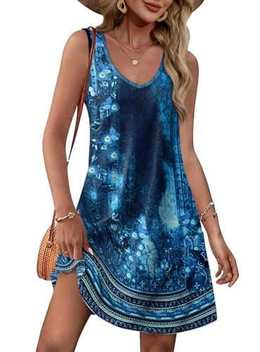 OFEEFAN Womens Summer Clothes Sleeveless Women's Casual Dresses Spring Dress Vintage Floral 26 L - Image 1