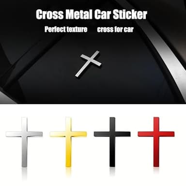 3D Christian Cross Car Decal - Metal Jesus Stickers for Cars, Trucks, SUV, Bible Religious Auto Emblem, Waterproof Chrome Silver Adhesive Backing (Silver*2) (Silver) - Image 4