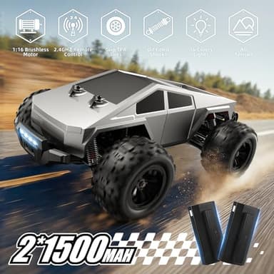 WayEee RC Car 1/16 Brushless Fast Cars Toys for Adults and Boys 8+, Max 35 mph High Speed 4X4 Truck, 2.4GHz Remote Control, 2 Replaceable PVC Shell, All Terrain Vehicle, Colorful LED Lights - Image 5