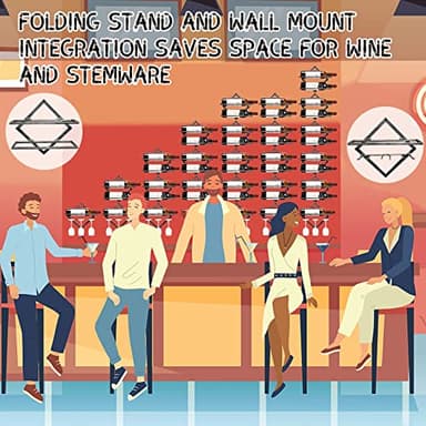 AUHOKY 2Pcs Metal Wall Mounted Wine Holder Stemware Glass Rack, Vintage Silver Hanging Red Wine Racks Organizer with 3 Stem Glass Holders, Wine Bottle Display Hanger for Home Kitchen Bar Decor - Image 7