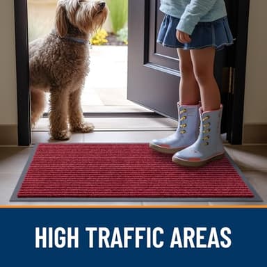 OLANLY Front Door Mat Indoor Outdoor Entrance, Waterproof Heavy Duty Doormat, Fade Resistant, Low Profile, Easy Clean Patio Porch Welcome Floor Mats for Entry, 29.5x17, Wine Red - Image 7