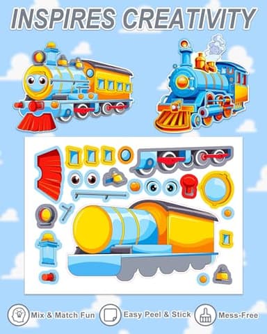 Aowplc Train Stickers for Kids – 32 Sheets Make-a-Train Mix & Match Kit – Fun Party Favors & Activities - Image 3