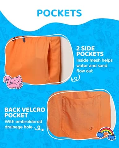 maamgic Boys Swim Trunks with Compression Liner 4-Way Stretch Quick Dry Swim Shorts Swimming Trunks Toddler Warm Orange 3T - Image 4