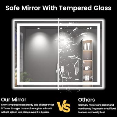 40X30 LED Bathroom Mirror with Lights, Anti-Fog, Backlit + Front Lit, Lighted Bathroom Vanity Mirror for Wall, Memory Function, Dimmable, Tempered Glass, Shatter-Proof, ETL Listed - Image 7