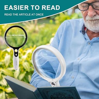 Large Magnifying Glass with 37 LED Light, 10X 20X 45X Handheld Illuminated Lighted Magnifier with 3 Light Modes for Seniors Reading, Inspection, Coins, Exploring Close Work - Image 3