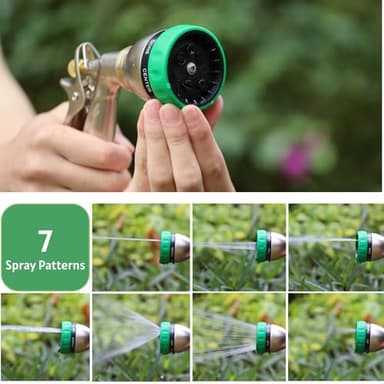 HOSUN Garden Hose Nozzle Sprayer Heavy Duty, 100% Metal Water Hose Nozzle with 7 Spray Patterns, High Pressure Hose Spray Nozzle with Lockable Rear Trigger for Watering Plant & Lawn, Washing Car & Pet - Image 4