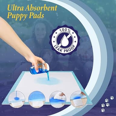 TBM Puppy Pads 100 Count - 23.6" x 23.6" - Super Absorbent Pee Pads for Dogs - Premium Leak-Proof - Pets Potty Training Essentials - Disposable Quick- Dry Pads for Puppies | Cats | Rabbits - Image 6
