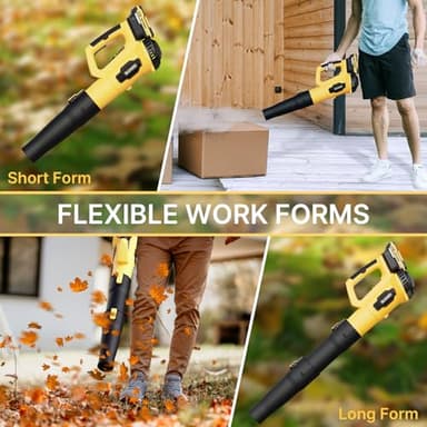 LEAPUL Leaf Blower, 21V Electric Cordless Leaf Blower, 2 X 2.0Ah Batteries and Charger Included, Lightweight Leaf Blower for Patio Cleaning, Lawn Care, Blowing Leaves and Dust, etc. LP69, Yellow - Image 5