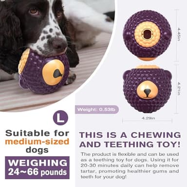 TERLOPBON Unbreakable Dog Toy for Power Chewers, Large Dog Interactive Feeder with Food Cups & Treat Food Slow Feeder - Anxiety Relief with Pupscile for Large Breeds (Purple) - Image 2