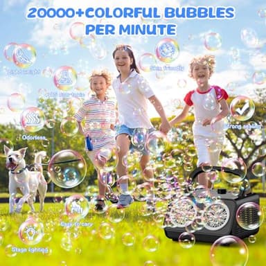 SHCKE Automatic Bubble Machine Upgrade Bubble Blower with 2 Fans,Plug in or Battery Operated Portable Bubble Maker,20000+ Bubbles Per Minute Bubbles for Outdoor Wedding Birthday Party - Image 4