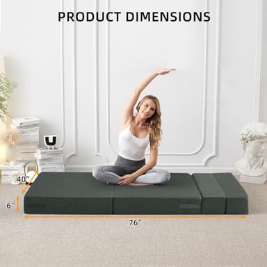 FILUXE Convertible Folding Sofa Bed - Sleeper Chair with Pillow, Modern Linen Fabric Floor & Futon Couch, Foldable Mattress for Living Room/Dorm/Guest/Home Office/Apartment, Standard Size, Dark Gray - Image 2
