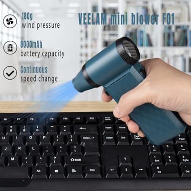 VEELAM Air Duster Air Blower, Compressed Air Duster Electric, Handheld Violent Mini Fan for Computer Keyboard Electronics Car Clean,130000RPM - Image 2