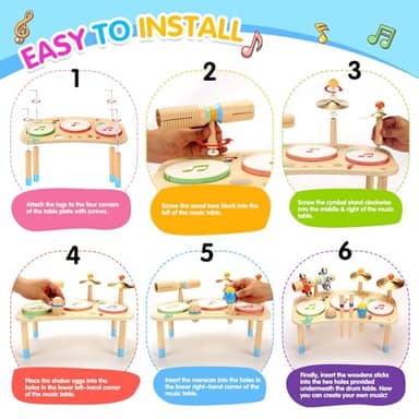 OATHX Kids Drum Set - 11 in 1 Musical Instruments for Toddlers Baby Preschool Educational Musical Toys, Montessori Toys for Kids Ages 1-6 - Image 7