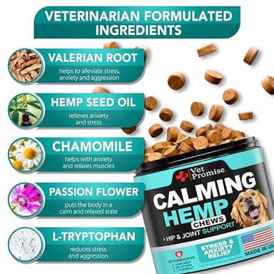 Advanced Calming Chews for Dogs - Hemp Dog Calming Chews - Anxiety Relief with Melatonin - Stress & Separation Anxiety - Sleep Aid + Hip and Joint Supplement Support - Made in USA - 70 Treats - Image 3