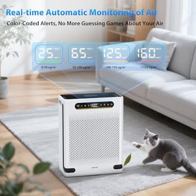 Air Purifiers for Home Large Room Up to 2600 Ft², HEPA Air Purifier with Washable Filter & Air Quality Display, Powerful Turbo Mode Air Cleaner for Pet Hair Odors Smoke Dust - Image 3