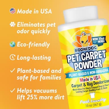 Bodhi Dog Natural Carpet Deodorizer Powder - Dry Pet Smell Eliminator & Urine Odor Remover - Loosens Fur & Dirt - Plant-Based Room Freshener for Vacuuming Home - Fresh Laundry (Pack of 1) - Image 3