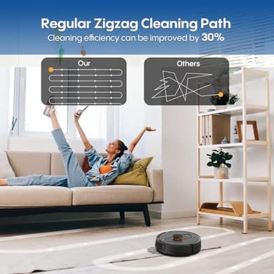 eitton Robot Vacuum and Mop with Mapping, 5000Pa Robotic Vacuums with LiDAR Navigation,No-Go Zones,Wi-Fi/App/Alexa Control, Self-Recharging Vacuum Robot for Pet Hair,Hard Floor,Carpet - Image 6