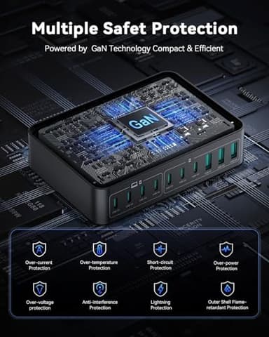 480W USB C Charger Block, Rocoren 10-Ports USB C Charging Station for Multiple Devices,PD 100W Type c Gan Fast Charger Station Multi USBC Charging Hub for Laptop MacBook HP iPad iPhone Samsung - Image 4