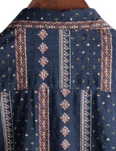 VATPAVE Mens Casual Hawaiian Floral Shirts Short Sleeve Button Down Tropical Shirts Beach Summer Shirts Medium Navy Blue - Image 6