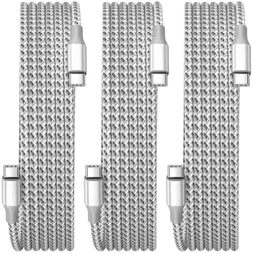 KYEHD USB C Cable,3 Pack 10FT USB C to USB C Cable 60W Type c Charger Fast Charging Cord,USB C Charger Nylon Braided Compatible iPhone 16 Pro/15 Pro/Plus/Max/iPad/MacBook and More - Image 1