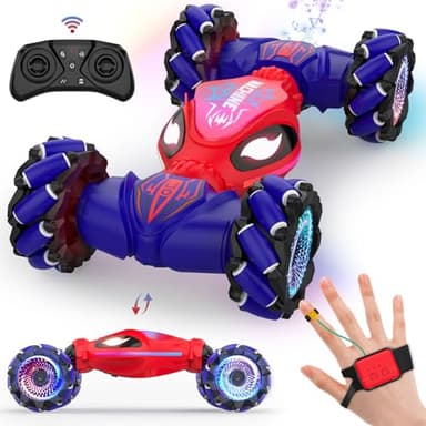 SAUFTTI Gesture RC Cars, Hand Controlled Stunt Car for 6-12 yr Kids, 2.4GHz Gesture Sensor Remote Control Cars, 4WD Double Sided Stunt RC Twist Car with Light Music for Boys Girls Birthday Xmas Gift - Image 1