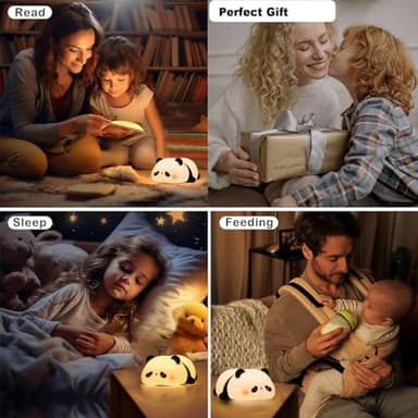 HAPPYBAG Panda Gifts, Cute Rechargeable Panda Lamp for Kids Room, Silicone Touch Night Light for Baby Nursery, Dimmable Lamp for Bedrooms - Image 6