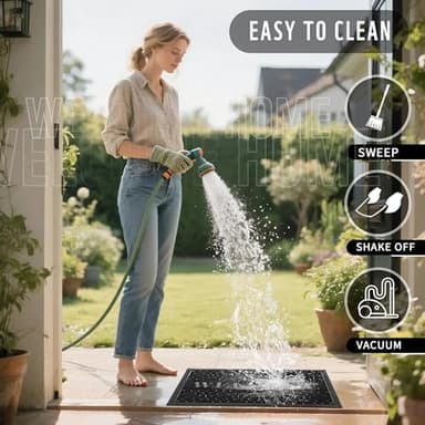 Yimobra Welcome Mat Outdoor Indoor 29.5x17, All-Weather Waterproof Front Door Mat Outside Entrance, Non-Slip Low Profile Porch Patio Doormat, Black - Image 7