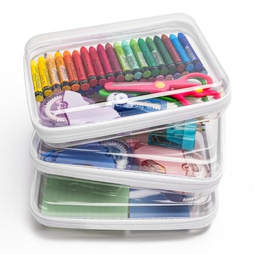 3PCS Clear Hard Shell Zipper Case,Portable Cosmetic Bag with Zipper, Diaper Bag Organizing Pouches, Kid's Toy Storage Organizer Bins,Hard Plastic Case, Halloween Thanksgiving Storage Bins - Image 1