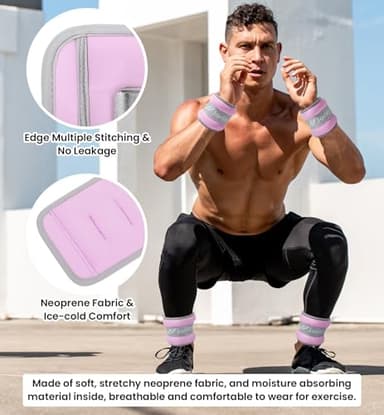 Ankle Weights, Wrist Leg Arm Weight for Women Men with Adjustable Straps, A Pair of 2LBS(1LB Each Weight) Arm Weighted for Running Walking Yoga Gymnastics Physical Therapy, Light Purple - Image 3