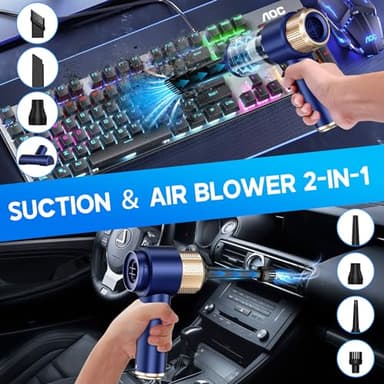 JONYJ Handheld Car Vacuum Cleaner, 16000PA Hand Held Vacuum Portable Cordless, 2 in 1 Air Duster and Vacuum Cleaner with LED Light, Multi-Nozzles, 120W High Power Mini Vacuum for Home, Pet, Office - Image 2