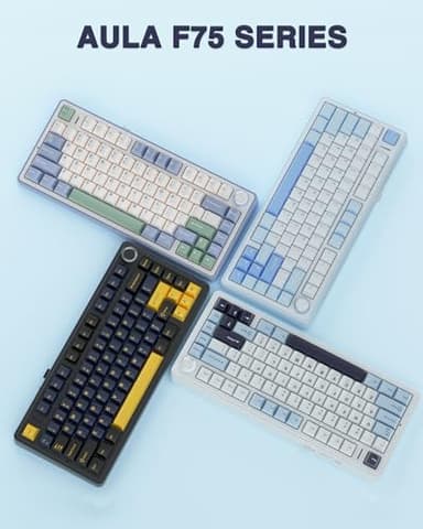 AULA F75 75% Wireless Mechanical Keyboard, Hot Swappable Creamy Keyboard, Pre-lubed Reaper Switches, 2.4GHz/Type-C/BT5.0, RGB Backlit Gaming Keyboards(White & Blue) - Image 9