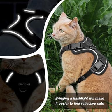Cat Harness, Cat Harness and Leash for Walking, Adjusted in Four Directions and Breathable Cat Harness for Anti Escape That can be Fitted and Positioned, Reflective Strips Harness, Black, S - Image 4