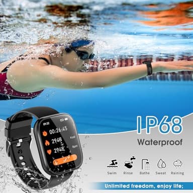 Smart Watch for Men Women Bluetooth Call, 1.85" HD Touch Screen Fitness Watch with Sleep Heart Rate Monitor, 112+ Sports Modes, IP68 Waterproof Activity Trackers for Android iOS, Black - Image 6