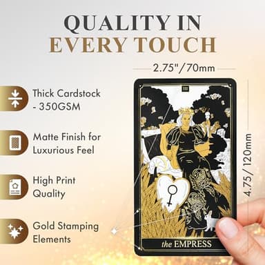 Wyspell Classic Tarot Cards with Guide Book - 78 Gold Cards for Beginners - Black Tarot Decks with Guidebook - Original Cards Deck with Guidebook - Image 3