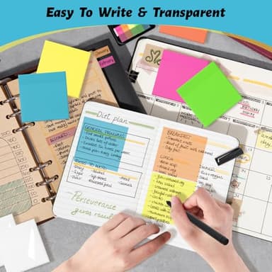 800 Sheets Transparent Sticky Notes, 3x3 Inch 14 Pads Self-Adhesive Translucent Clear See Through Post Sticky Notes for Planner Office School College Teacher Student Supplies 6 Bright Color - Image 7