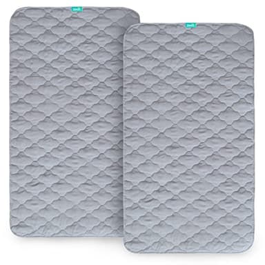 Waterproof Crib Mattress Protector Pad Cover 2 Pack 28" x 52", Anti Slip & Absorbent Waterproof Bed Pads for Standard Crib/Toddler Bed Quilted Machine Washable (Quilted Improved Thickness) Grey - Image 2