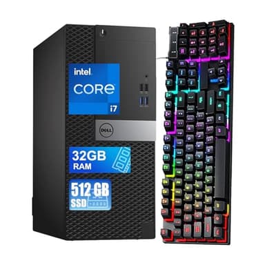 Dell Optiplex 7040 MT Desktop i7 Computer PC, 7040 Tower Quad Core i7-6700 3.4GHz to 4.0GHz, 32GB RAM, 512GB SSD, RGB Keyboard, Win10 pro(Renewed) - Image 1