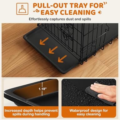 Yaheetech 30 inch Double Door Dog Crate w/Divider for Puppy, Collapsible Metal Dog Kennel with Removable Tray, Portable Travel Cage, Black - Image 6