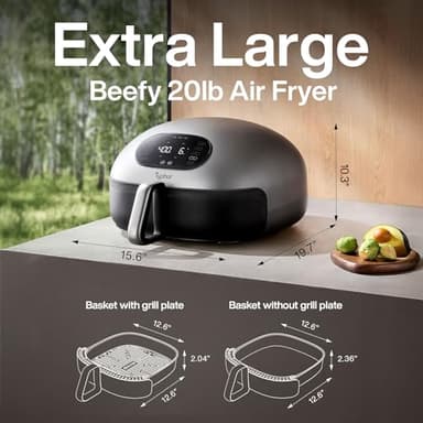Typhur Dome 2 Air Fryer, Extra Large Airfryer with Superior Airflow, Self-cleaning Smart Digital Fryer with PFAS free Basket for Quick Easy Meals, Fits a 12" Pizza or 4-Slice Toast - Image 2