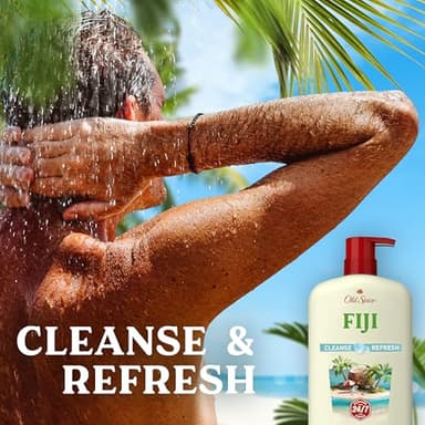 Old Spice Body Wash for Men, 24/7 Shower Fresh with Lasting Scent, Cleanse & Refresh, Gentle on Skin, Vitamin B3, Fiji with Palm Tree + Coconut Scent, 25 oz (Pack of 4) - Image 3