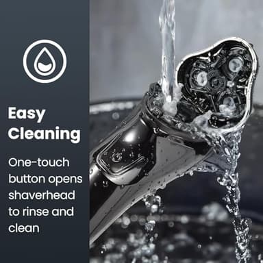 Electric Razor for Men Cordless: Wet/Dry Rotary Shaver Waterproof - USB Fast Charging & Sensitive Skin Care - Pop up Trimmer & Precision Blades Classic Black - Image 7